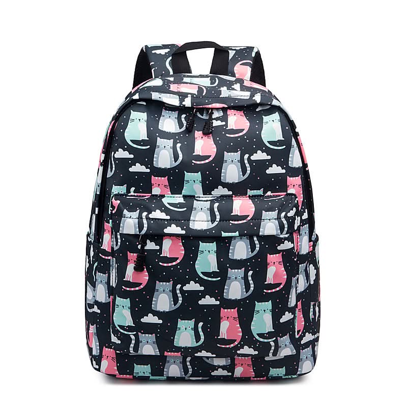Nylon Backpack for School – Unisex Fashion Backpack with Clear Sweet Prints