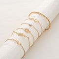 Women’s Rose Gold Bracelet Set – 6-Piece Infinity, Leaf & Diamond Charm Bangles