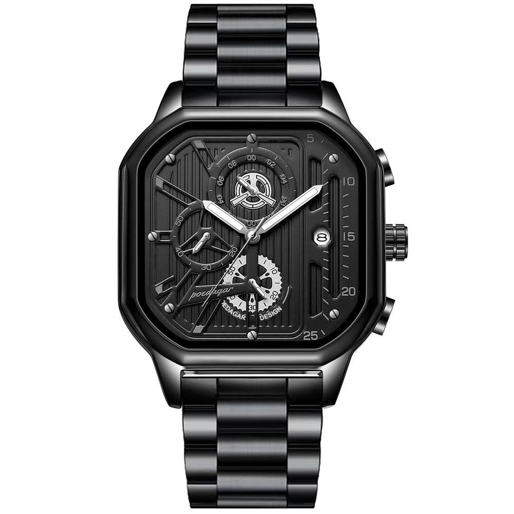 Men’s Trendy Quartz Chronograph Watch – Stainless Steel, Luminous Dial