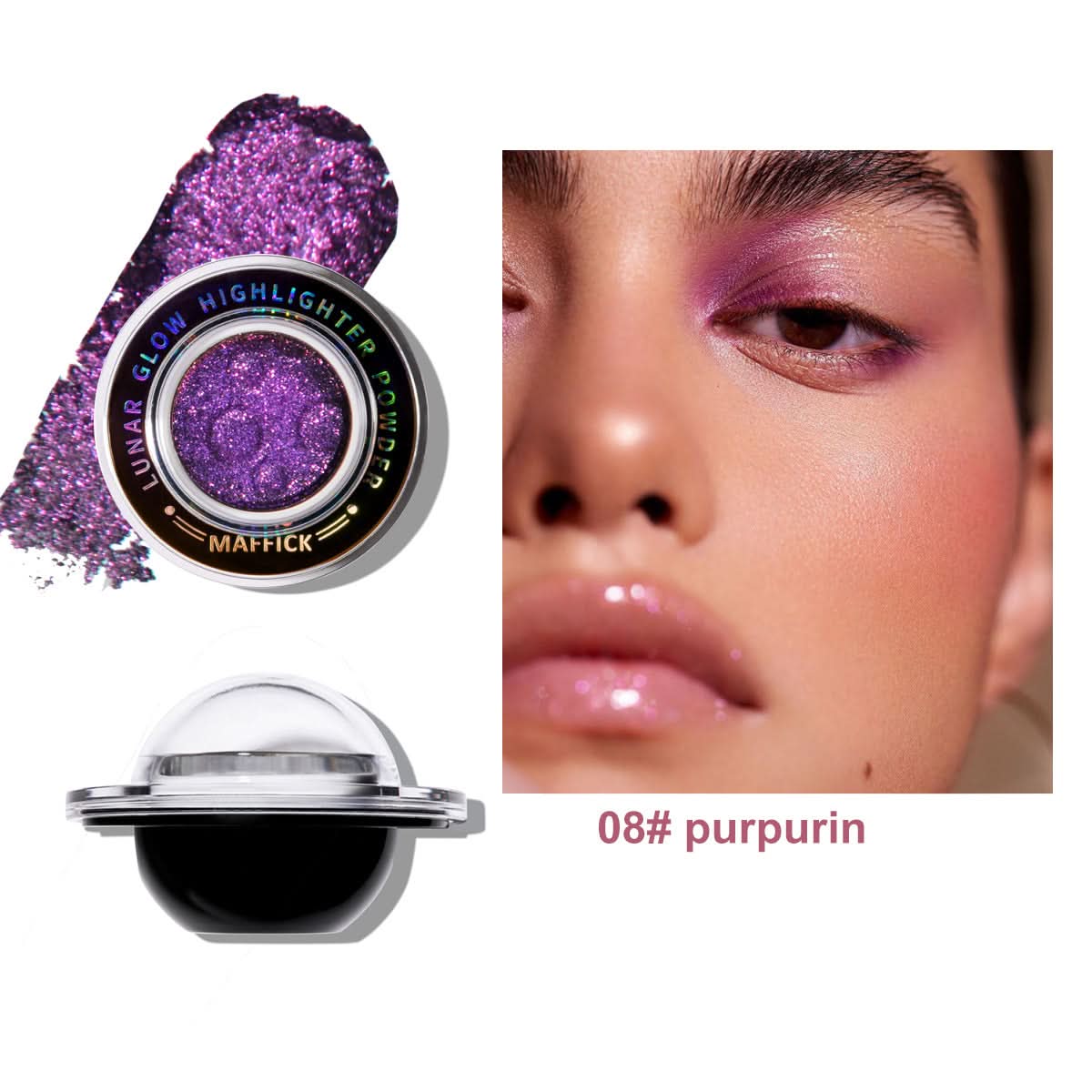 Maffick Planet Highlight Powder –Fine Flash Highlighter, Natural Body & Face Brightener