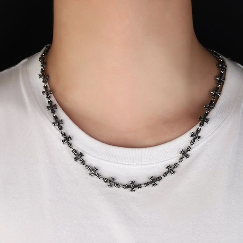 Men’s Titanium Steel Cross Necklace – Punk Hip-Hop Chain