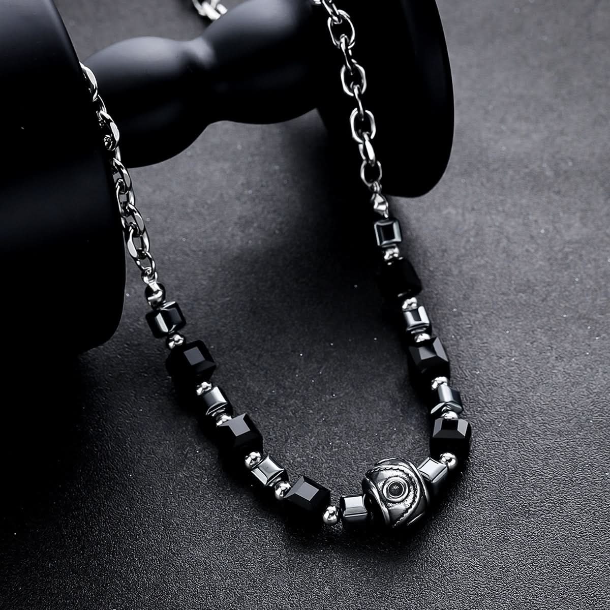 Men’s Trendy Square Beaded Necklace – Fashionable Geometric Chain