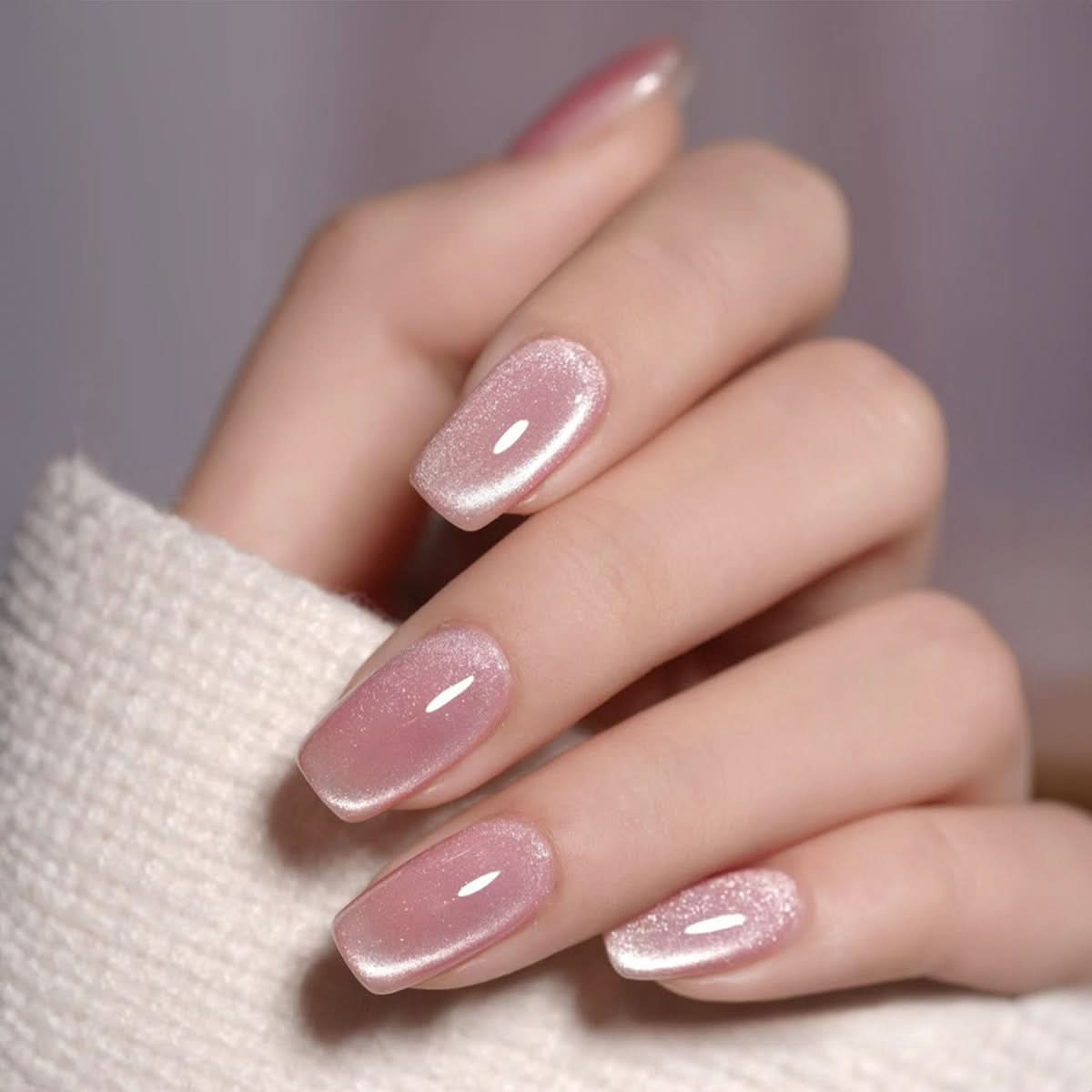 Short Pink Starry False Nails