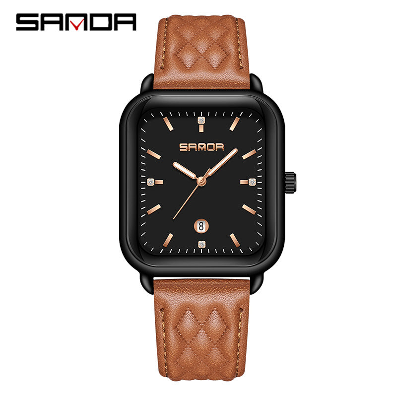 Sanda Women's Silicone Quartz Watch – Square Dial, 30M Waterproof Casual Analog Watch