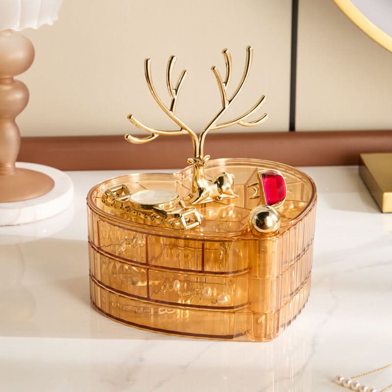 Multi-Layer Rotating Jewelry Box – Deer Design