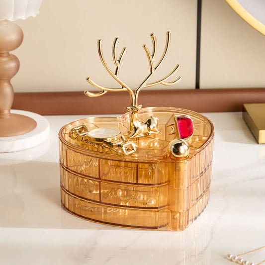 Multi-Layer Rotating Jewelry Box – Deer Design