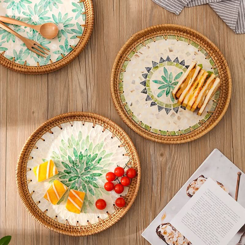 Handmade Rattan Shell Tray - Multi-Functional Fruit & Snack Storage