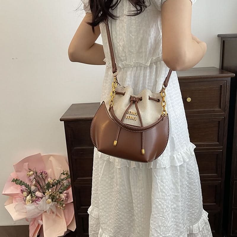 Women's Trendy Canvas Bucket Bag – With Magnetic Clasp