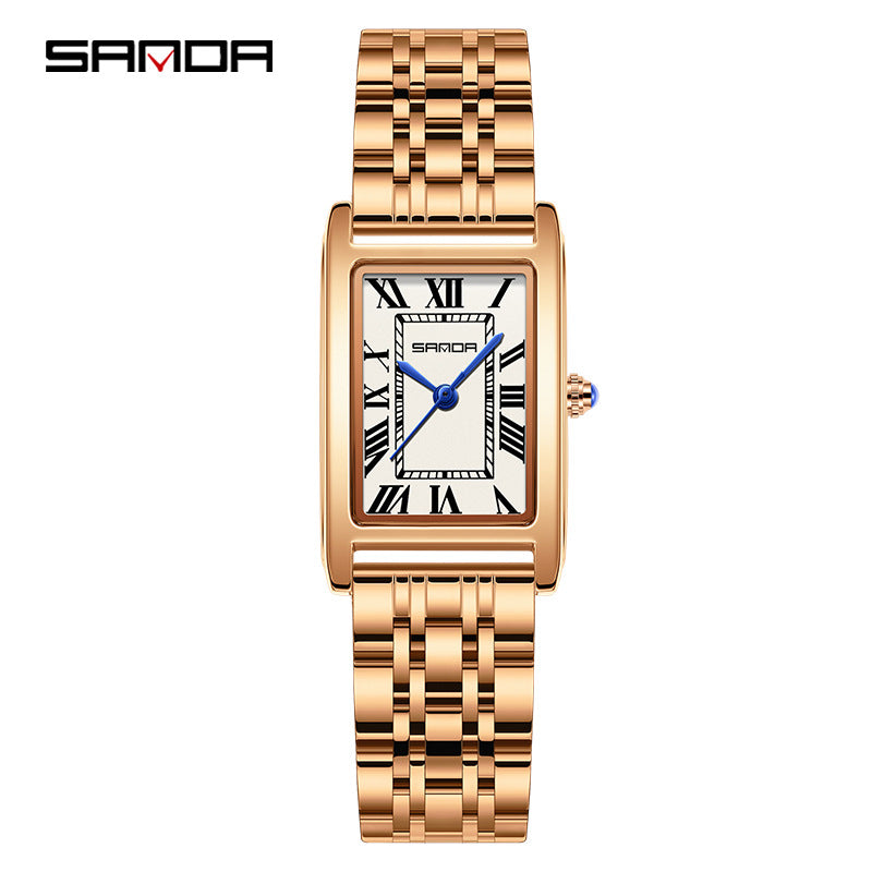 SANDA Retro Square Quartz Couple Watch – Waterproof Unisex Watch with Roman Dial