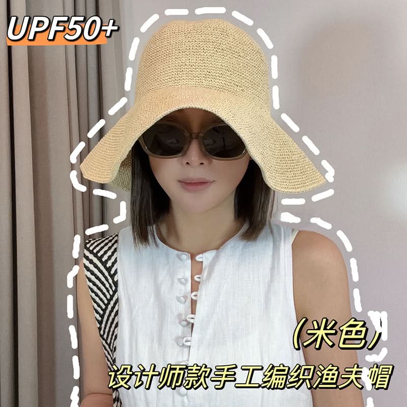 Handmade Straw Bucket Hat – Wide Brim Summer Sun Hat for Women