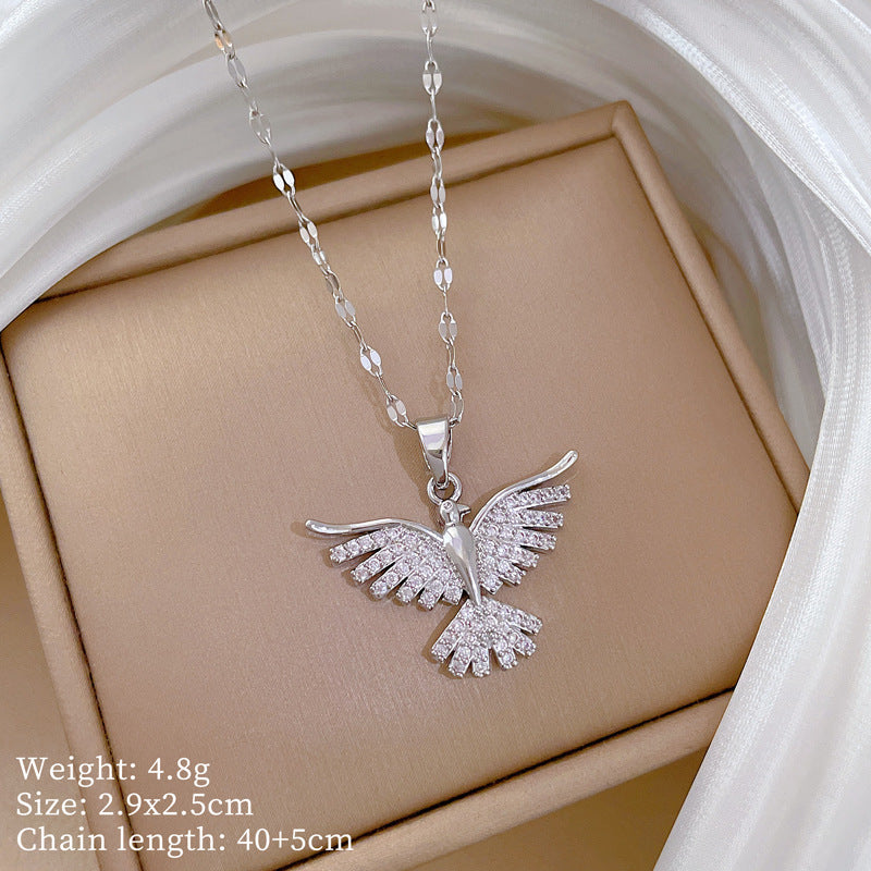 Phoenix Wings Pendant Necklace – Luxury Titanium Steel Clavicle Chain for Women