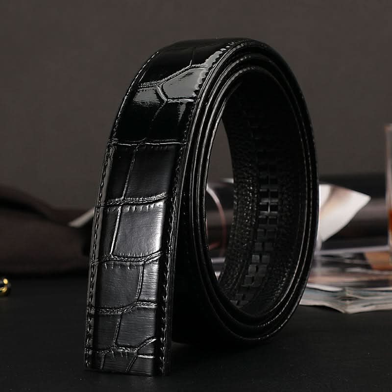 Men's Crocodile Leather Belt - Automatic Buckle