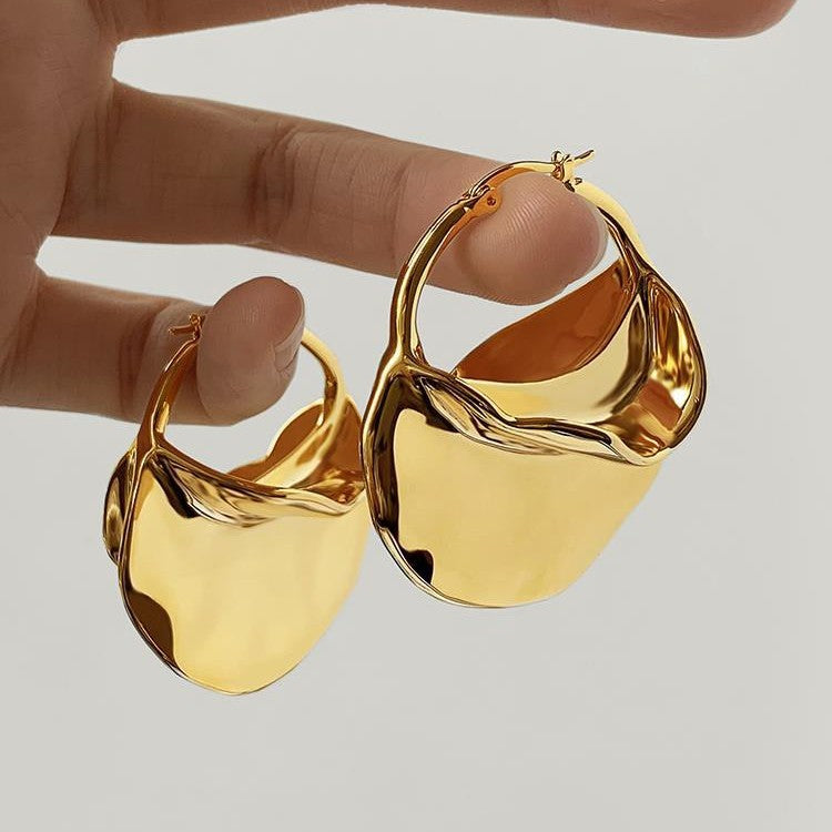 Bold Hoop Earrings for Women – Molten Flow Liquid Metal Glam Jewelry