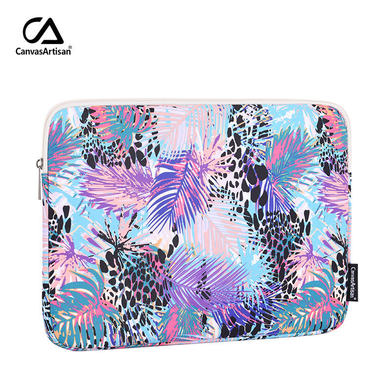 Tropical Laptop Sleeve – Neon Jungle Print Canvas Case for 11–17 Inch Devices