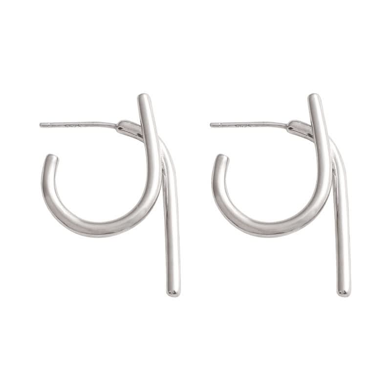 Geometric Silver Line Earrings for Women