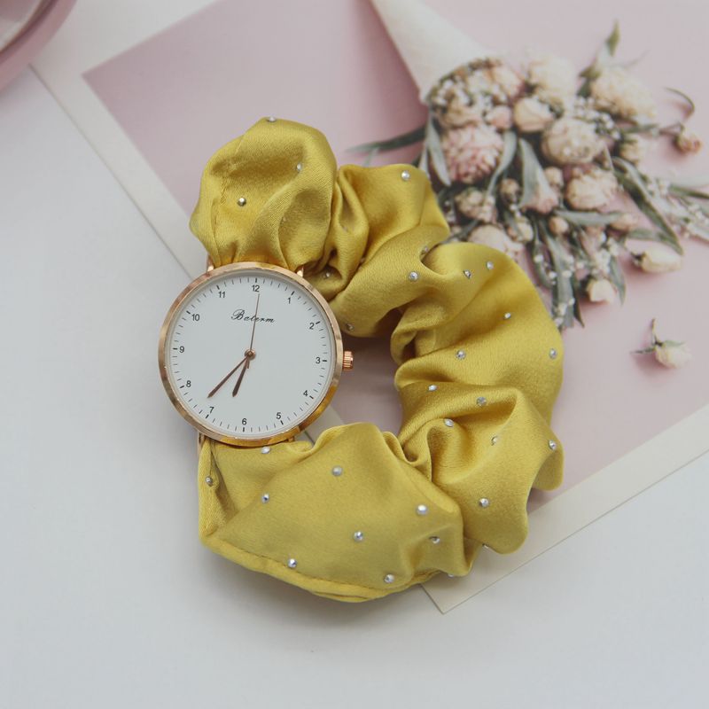 Women’s Fashion Quartz Watch with Diamond Accents – Scrunchy Strap