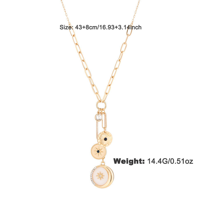 Star & Moon Pendant Necklace for Women – Retro Gold Celestial Jewelry