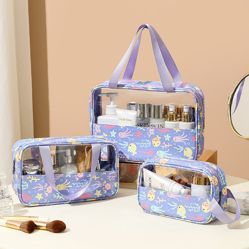 Transparent Cosmetic Bag Set – Waterproof PVC Toiletry Organizer | Pack of 3