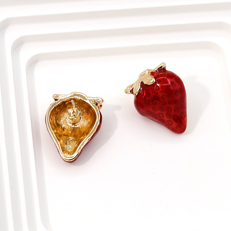 Cute Strawberry Earrings for Women – Red Fruit Pastoral Style Jewelry