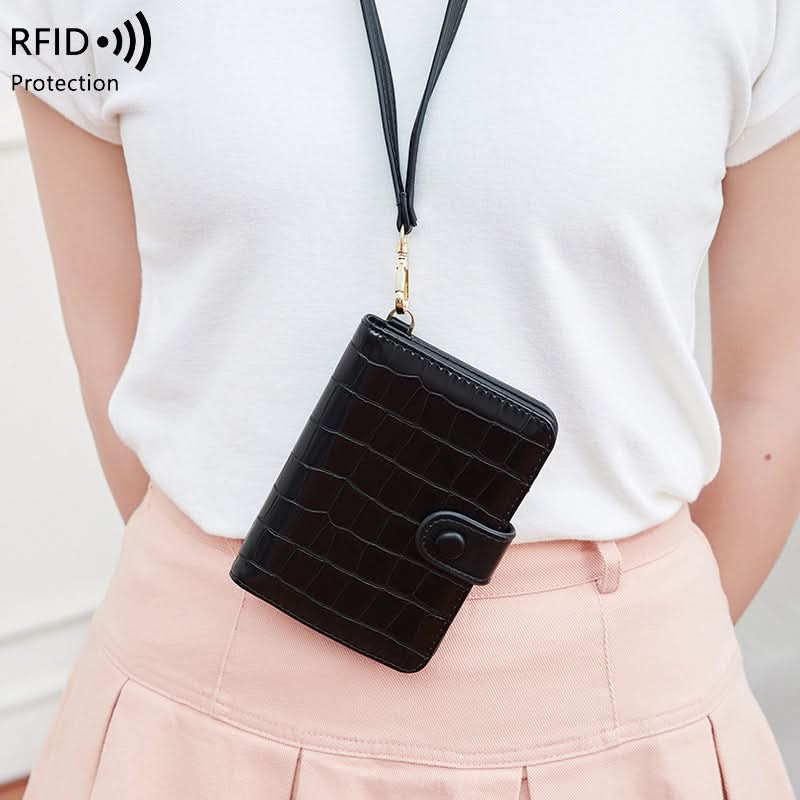 RFID Blocking Neck Passport Holder – Stone Pattern Wallet