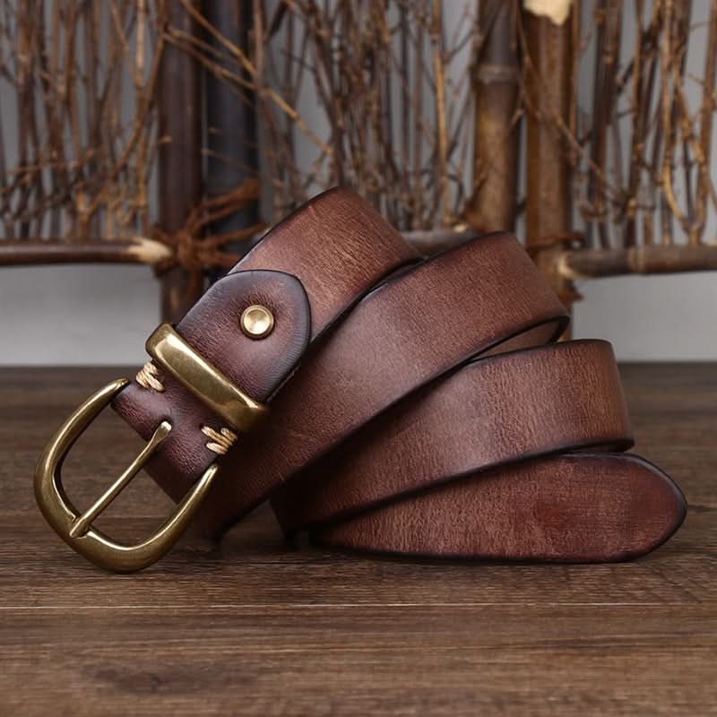 Men's Vintage Retro Leather Belt – Pin Buckle