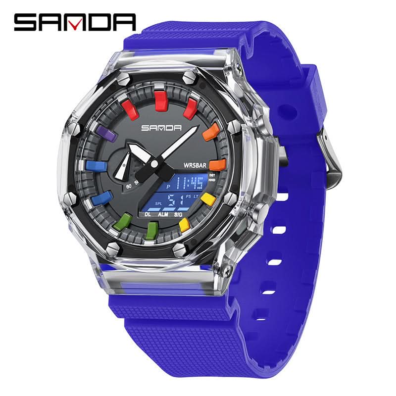 Men’s Dual Display Sports Watch – Waterproof, Multi-Functional Watch