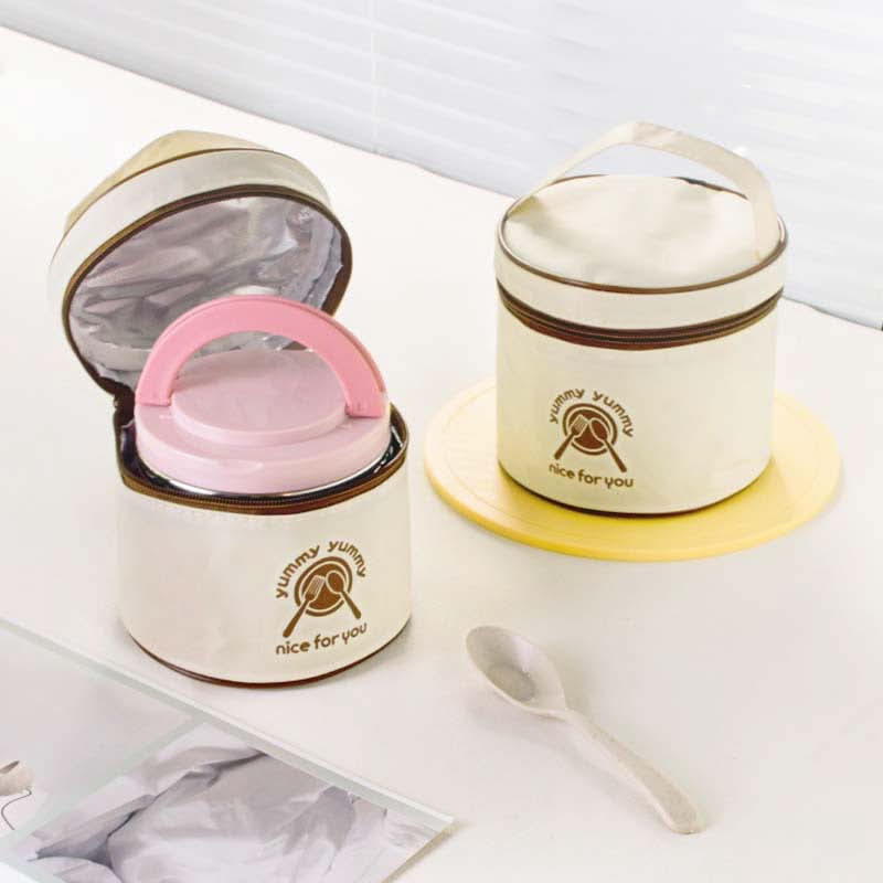 Insulated Stainless Steel Round Lunch Box – Thermal Food Container for Adults