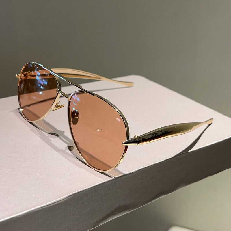 Aviator Metal Double-Bridge Sunglasses | Trendy Unisex Fashion Eyewear for Street Style