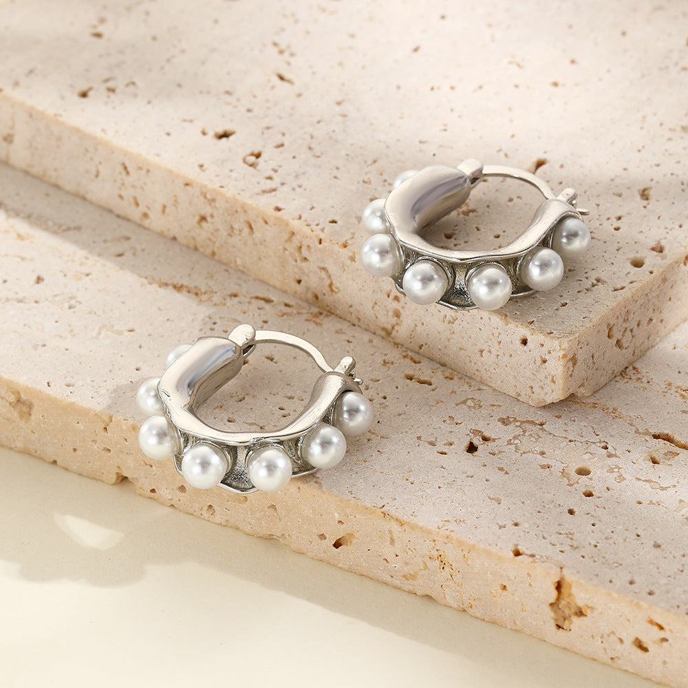 Elegant Pearl Accent Hoop Earrings – Lightweight Classic Chic Jewelry