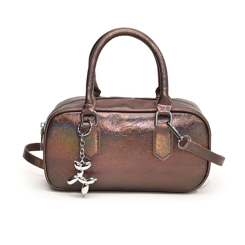 Women’s Shiny Bowling Shoulder Bag – Small Crossbody Handbag