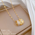 Women' Double Ring Pendant Necklace – Luxury Titanium Steel Diamond Clavicle Chain