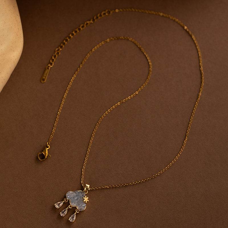 Cloud Tassel Necklace for Women – Zircon Teardrop Pendant Fashion Jewelry