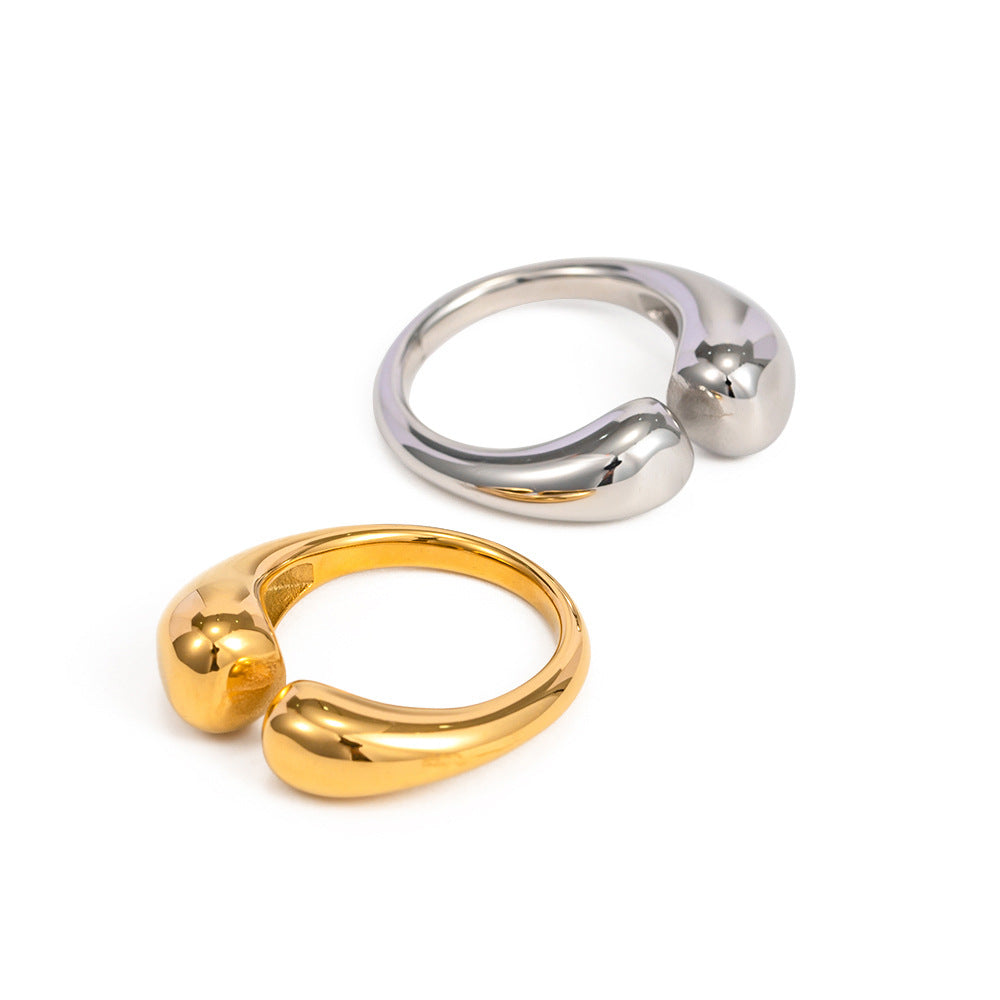 Adjustable Minimalist Stainless Steel Open Band Ring – Polished Gold & Silver Jewelry