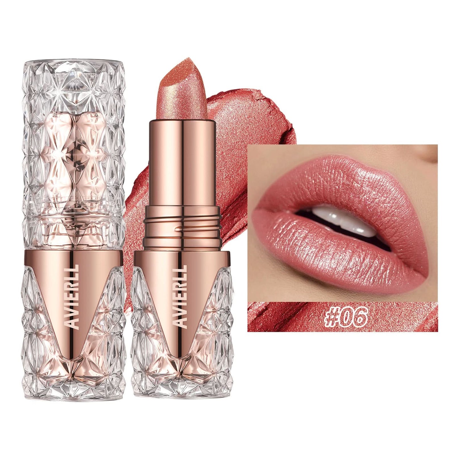 AVIERLL Glitter Lipstick – Long-Lasting, Waterproof, High-Shine Pearlescent Lip Color