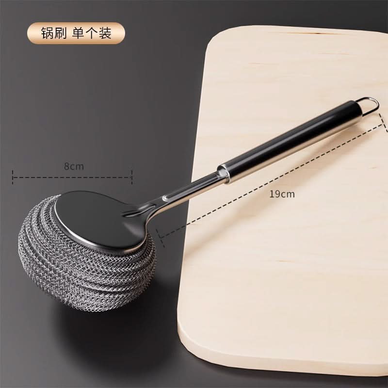 Stainless Steel Long Handle Pot Brush – Heavy-Duty Kitchen Scrubber