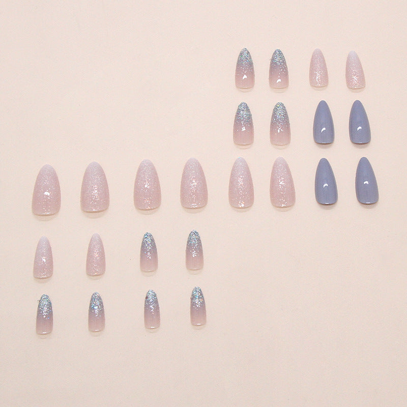 Mist Blue Almond Press-On Nails – Medium-Length Wearable Nail set