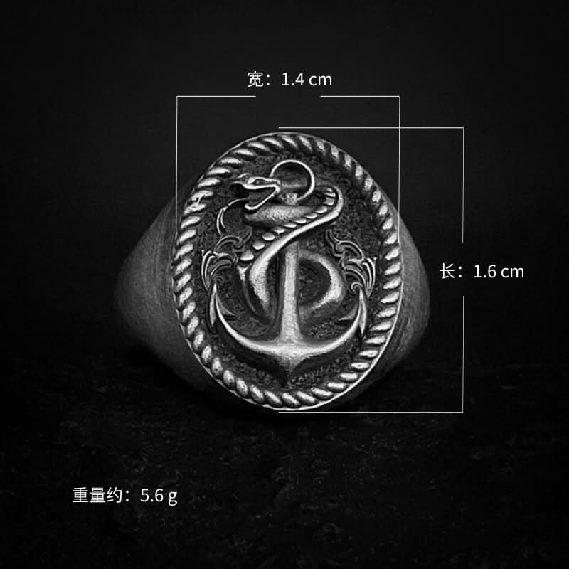Vintage Cobra Anchor Ring for Men – Seiko Design, Copper, Punk Rock Biker Style