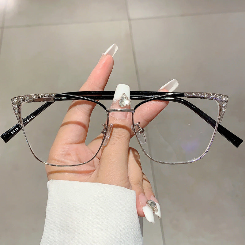 Cat-Eye Anti-Blue Light Glasses for Women – Diamond-Accented Full Frame Eyewear