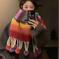 Tassel Plaid Mohair Scarf for Women – Warm & Chic