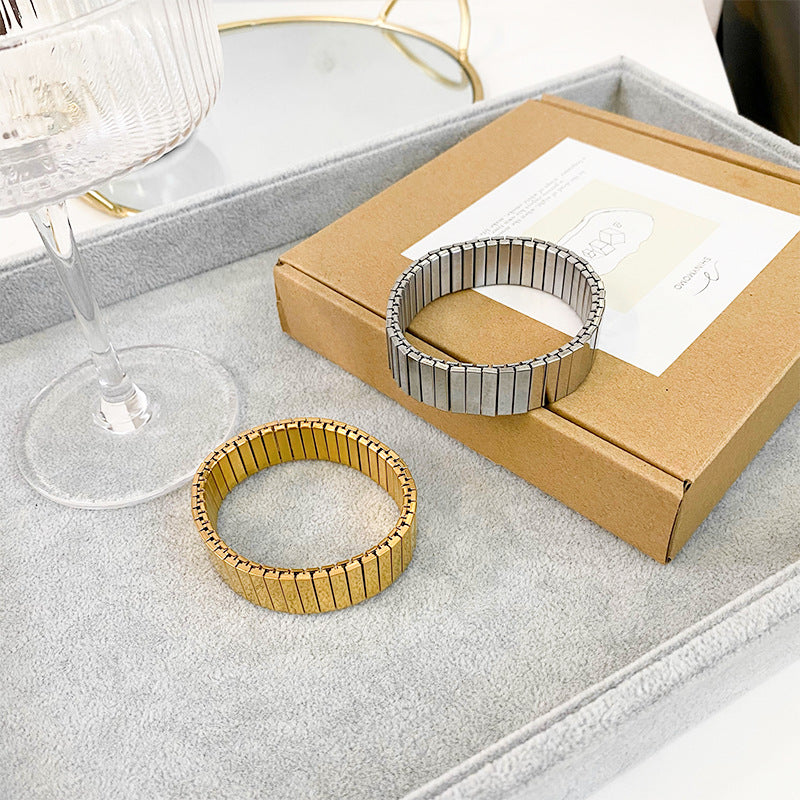 Women's Titanium Steel Geometric Bracelet – Minimalist Oval Design
