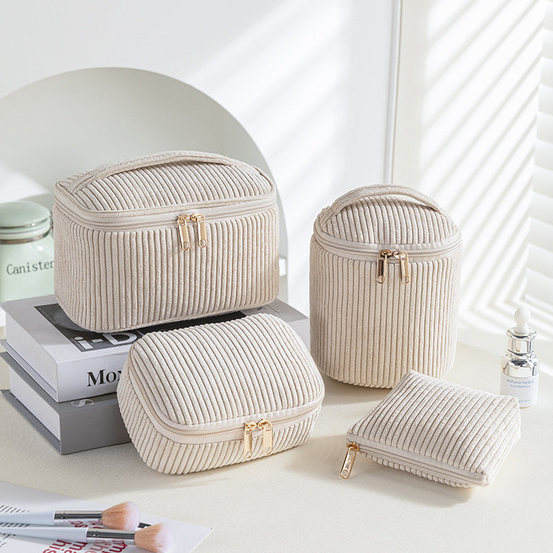 Velvet Cosmetic Bag Set – 4-Piece Travel Makeup Organizer for Women