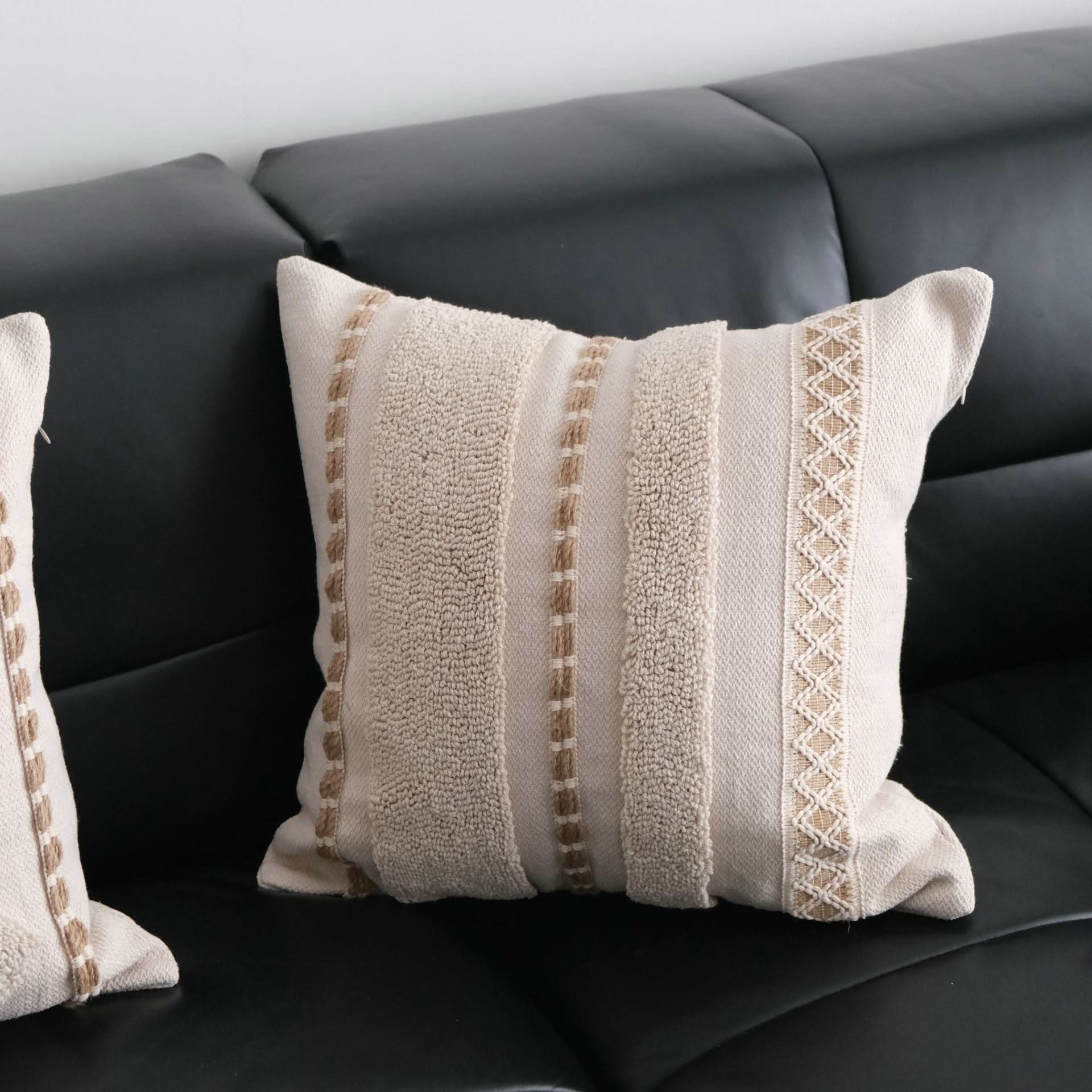 Wabi-Sabi Style Loop Velvet Pillow - INS Embroidered Cushion Cover