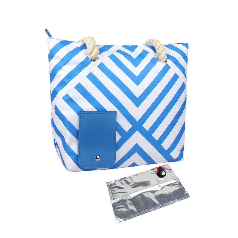 Women's Oxford Cloth Waterproof Handbag – Striped Insulated Shoulder Tote