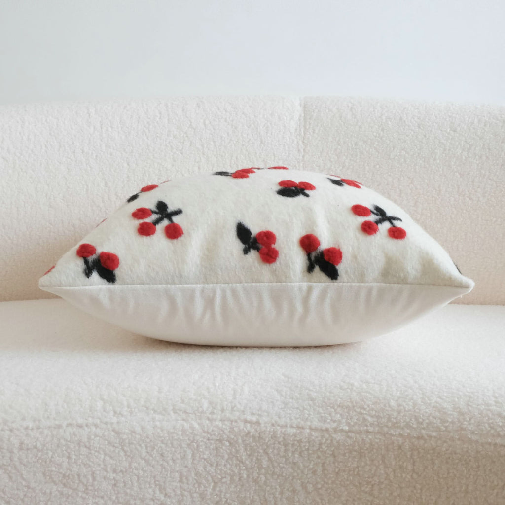 Small Fresh 3D Cherry Wool Pillow - Decorative Cushion