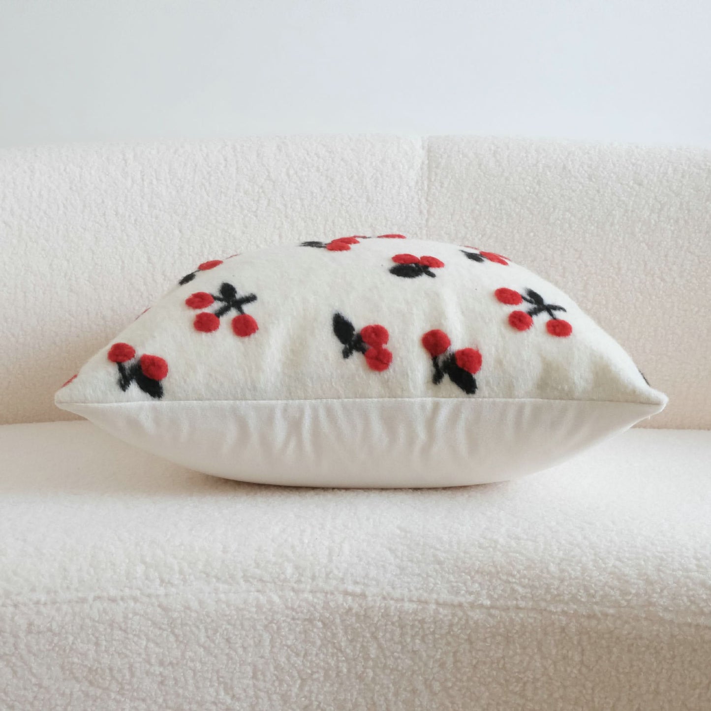 Small Fresh 3D Cherry Wool Pillow - Decorative Cushion