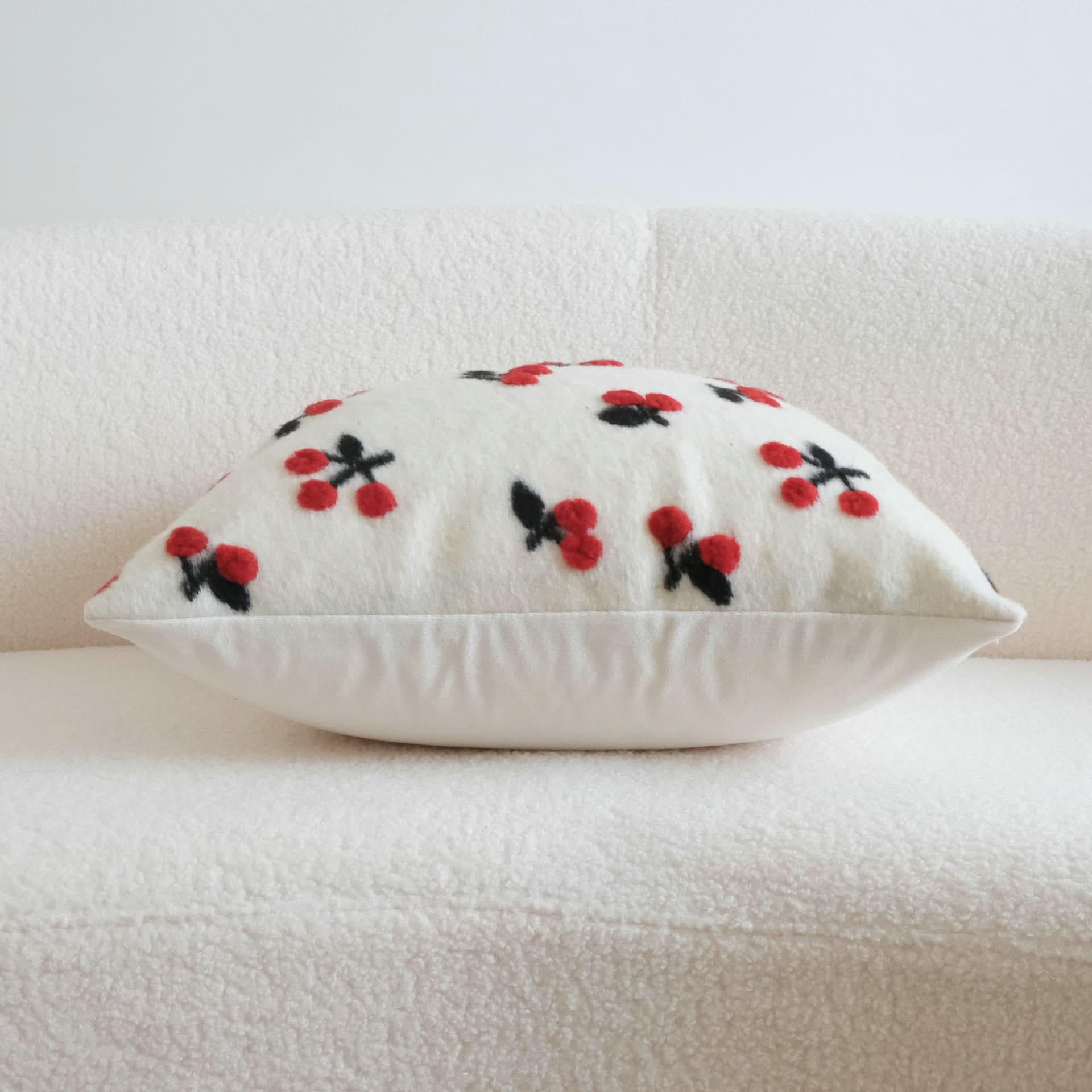Small Fresh 3D Cherry Wool Pillow - Decorative Cushion