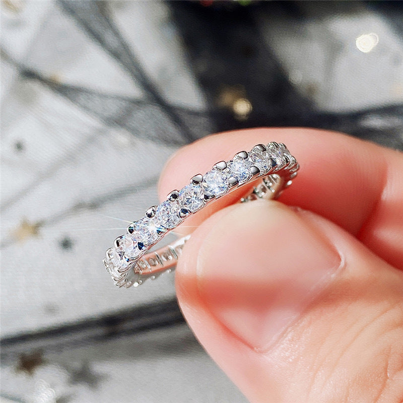 Luxury Zircon Cluster Ring for Women – Gold & Silver Micro-Set Copper Band Jewelry