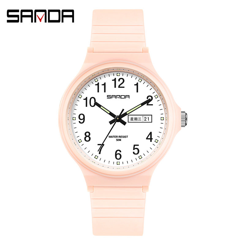 Sanda Dual Calendar Quartz Watch – Waterproof Casual Student Watch for Kids