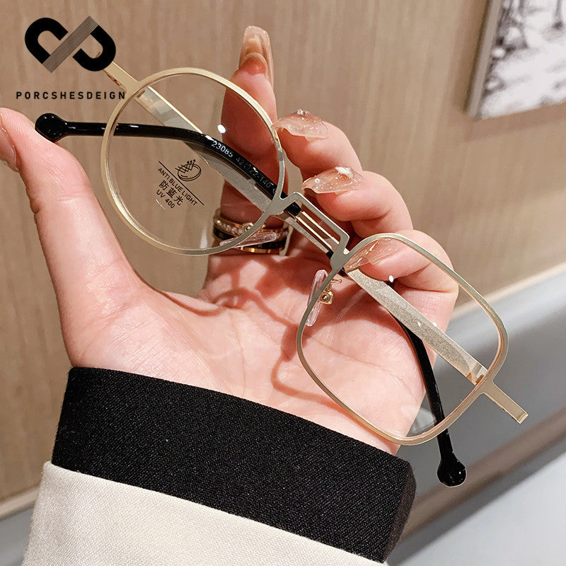 Asymmetrical Anti-Blue Light Glasses – Retro Japanese Style Metal Eyewear for Myopia