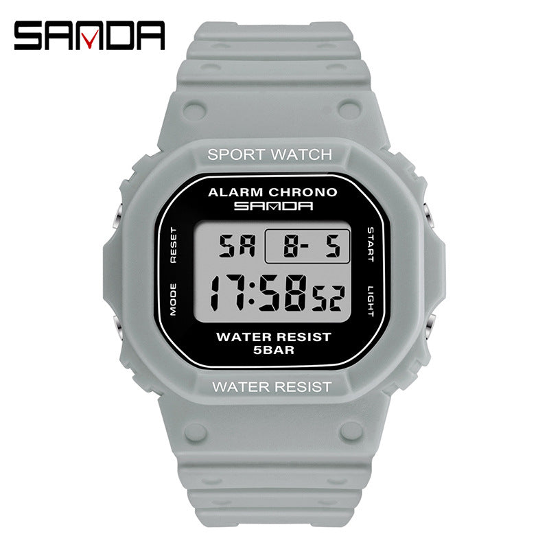 Sanda Unisex Square Digital Sports Watch – Waterproof, Luminous Electronic Watch